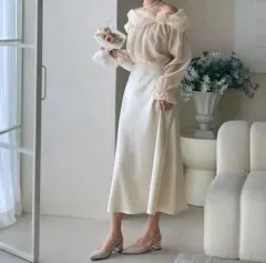 新 サテン ロング スカート (Free! サイズ)