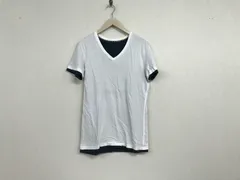 本物エイケイエムAKMエーケーエムコットンリヨセルVネック重ね着半袖Tシャツメンズサーフアメカジミリタリーストリートスケーターワークビジネススーツモードスポーツゴルフ白ホワイト紺ネイビー日本製Lのサムネイル