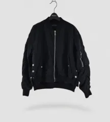 55 ZARA ザラ ブラック ショート MA-1ジャケット クロップド レディース