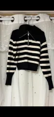 ジッパー ニット セーター ストライプ ザラ