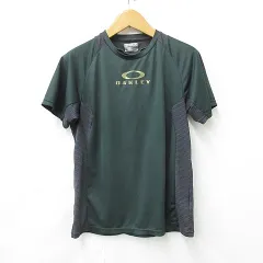 オークリースカルコレクション OAKLEY SKULL COLLECTION ゴルフ スポーツウエア Tシャツ 半袖 丸首 別布 切替 ドット プリント ロゴ 緑 グリーン グレー XL