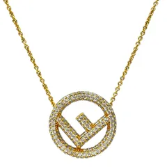 フェンディ エフイズフェンディ FF ロゴ ロングネックレス ペンダント アクセサリー ゴールド GP ラインストーン IT0219 FENDI 上品 高級感 華やか 洗練 エレガント 気品 フェミニン コーデ映え ラグジュアリー デイリー 長く使える