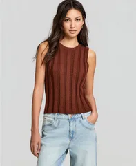 アンドノウディス レディース トップス タンクトップ リブ セーター And Now This Womenslub Ribbed Sweater Tank Top Macys Exclusive Brown ブラウン