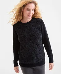 【送料無料】 スタイルアンドコー レディース ニット・セーター アウター Womens Chenille Crewneck CableKnit Sweater Macys Exclusive Deep Black