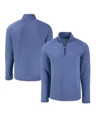 カッターアンドバック メンズ アウター ジャケット・ブルゾン フリース Cutter Buck Mens Heatheroyal New England Patriots Peshastin Eco Fleece TriBlend Raglan Quarter
