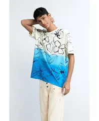 デジグアル メンズ トップス Tシャツ Desigual Mens Tropical Gradientshirt Off white オフホワイトのサムネイル