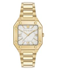 [Free Shipping] Philipp Plein Women's Edge IP Yellow Gold Stainless Steel Bracelet Watch 34mm Gold