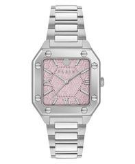 [Free Shipping] Philipp Plein Women's Edge Silver Stainless Steel Bracelet Watch 34mm Silver