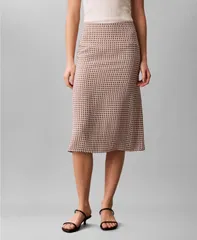 【送料無料】 カルバンクライン レディース スカート ボトムス Womens Printed Midi Skirt Walnut Tiled Scale Print