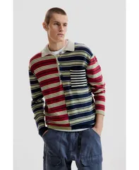 デジグアル メンズ アウター ニット・セーター Desigual Menstriped sweater Navy blue ネイビーのサムネイル