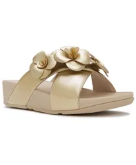 フィットフロップ レディース シューズ スリッポン・ローファー FitFlop Womens Lulu Flower CrosslipOn Slides Platinoのサムネイル