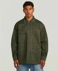 ジースター メンズ トップス シャツ GStaraw Mens Reversible Oversize Shirt Olive オリーブのサムネイル
