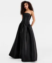 レア レディース トップス ワンピーストラップレス RARE Juniors Mikado Strapless DropWaist Corset Ball Gown BLACK ブラック