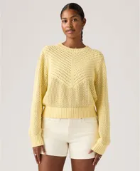 リーバイス レディース アウター ニット・セーター 長袖 Levis Womens Gaelle LongSleeve Crochet PullOn Sweater French Vanillaのサムネイル