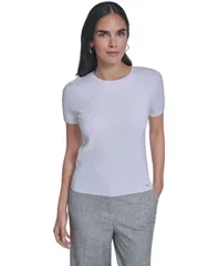 カルバンクライン レディース アウター ニット・セーター 半袖 Calvin Klein WomenshortSleeve Textured Sweater White ホワイト