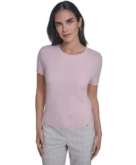 カルバンクライン レディース アウター ニット・セーター 半袖 Calvin Klein WomenshortSleeve Textured Sweater Petal