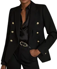 レイス レディース アウター ジャケット・ブルゾン ブレザー REISS Womens Tailored Fitexturedouble Breasted Blazer Black ブラック