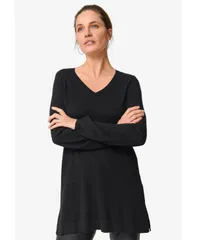 【送料無料】 Ellos レディース ニット・セーター アウター Womens VNeck Sweater Tunic Black