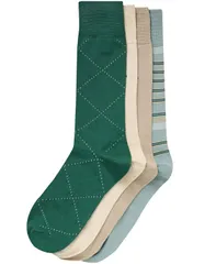 カルバンクライン メンズ アンダーウェア 靴下 Calvin Klein Mens Crew Dressocks 4Pack GreenBeigeGray グレー