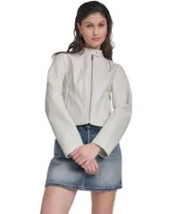 リーバイス レディース アウター ジャケット・ブルゾン レザー フェイクレザー Levis Womens Faux Leatheracer Jacket Oyster