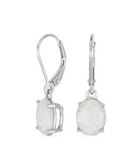 ブリング レディース アクセサリー ピアス・イヤリング Bling Jewelry Classicreated Opal Oval Solitaire Danglever back Earrings 925 Sterling Silver white ホワイト