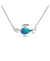 ブリング レディース アクセサリー ネックレス・チョーカー・ペンダントトップ レース Bling Jewelry Delicate Nautical Opal Sea Turtle Pendant Necklace in Sterling Blue opal