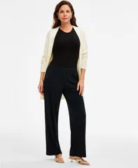 ジェイエムコレクション レディース ボトムス カジュアルパンツ JM Collection Womens WideLeg PullOn Pants Regular Short Lengths Created for Macys Navy Wave ネイビー