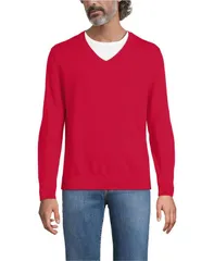 【送料無料】 ランズエンド メンズ ニット・セーター アウター Mens Fine Gauge Cotton V Neck Sweater Vibrant red