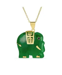 ブリング レディース アクセサリー ネックレス・チョーカー・ペンダントトップ レース Bling Jewelry Bali Style Tribal Green Jadelephant Pendant Necklace in 14K Gold 18 Inch