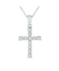 ブリング レディース アクセサリー ネックレス・チョーカー・ペンダントトップ レース Bling Jewelry Religious White Synthetic Opal Cross Necklace Pendant Sterling White ホワイト