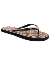 ジューシークチュール レディース シューズ サンダル Juicy Couture Womenselfless Flathong Sandals BlackTan Leopard ブラックのサムネイル