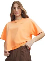 アンダーアーマー レディース トップス Tシャツ Under Armour Womens Heavyweight Boxy Washort Sleeve TShirt Orange BlocOrang
