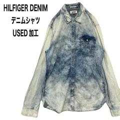 TOMMY HILFIGER DENIM トミーヒルフィガー デニムシャツ  インディゴ ダメージリペア USED加工 Mのサムネイル