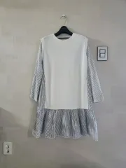 白ストライプ バイカラー ロング ONE PIECE Free