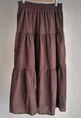 在庫処分 | ティアード ロング丈スカート (ブラウン)(F)