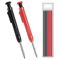 【送料無料】大工用鉛筆 2.8mm 2本 替え芯2色6本付き 鉛筆 シャーペン 芯 マークシート用シャーペン シャープナー内蔵 大工仕事 建築 木工 建設 製図 スケッチ マーキングツール用 (赤・黒)