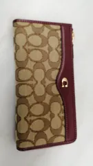 COACH 型番：F34790 レザー×キャンバス シグネチャー柄長財布