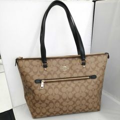 美品 COACH トートバッグ PVCレザー ブラウン シグネチャー 肩掛け