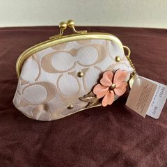 美品「COACH♡コーチ」レイディバグ・フローラルプリント♡がま口