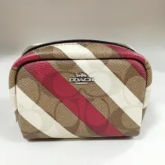 COACH 型番：1389 RED×BEG ストライプシグミニポーチ