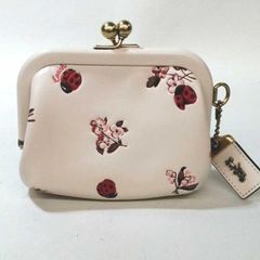 美品「COACH♡コーチ」レイディバグ・フローラルプリント♡がま口