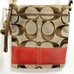 COACH 型番：10129 オレンジ ベージュ シグネチャーショルダーバッグ