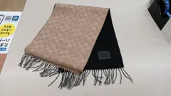 COACH 型番：シグネチャー リバーシブル 茶×黒 状態B カシミヤマフラー 32113
