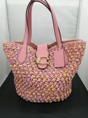 BALENCIAGA】かごバッグ ロールハンドル ラフィア ピンク - メルカリ