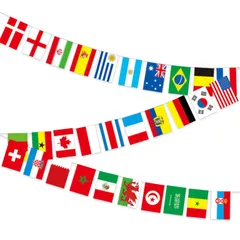 国際交流 飾り付け フェスティバル 学園祭 文化祭 運動会 連旗 お祭り 装飾 30m ポリエステル製 串旗 応援用 国旗ガーランド 100カ国セット 万国旗
