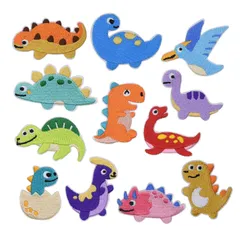 飾り（二） 手帳 手袋 浴衣 衣類 12枚セット 補修 パッチ 幼稚園 保育園 女の子 男の子 装飾 モチーフ 恐竜（二） DIY服 アップリケ MUNCVY 刺繍シール アイロン不要 ワッペン