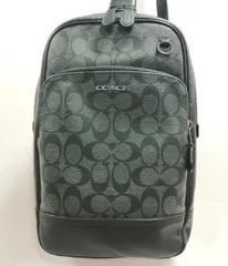 COACH 型番：ブラック×シグネチャー C2932 スレ有 ボディバッグ