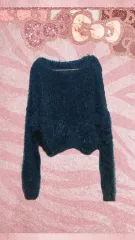 アクビクラブ ネイビー アンゴラ オフショルダー ニット ギャル 姉ギャル