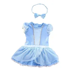 新品 [Dressy Daisy] 幼児 女の子 プリンセスドレス シンデレラ 風 ロンパース コスプレ カチューシャ付 ハロウィン 誕生日 パーティー 仮装 3～6ヶ月 ブルー