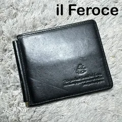 il Feroce イルフェローチェ 二つ折り財布 マネークリップ 本革 レザー ブラック 内側迷彩柄